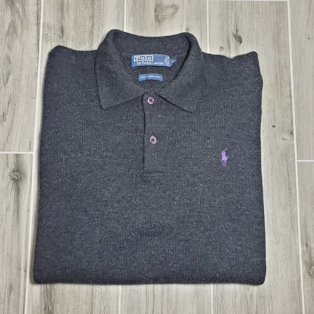 POLO By Ralph Lauren 100% Lamb Wool Gray Pullover Size XL